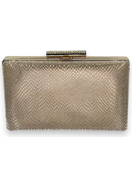Rose Gold Renk Lazer Desenli Abiye Çanta Gece Çantası Düğün Nişan Kına Çantası Portföy Clutch