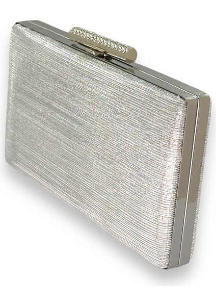 Gümüş Renk Ithal Lazer Desenli Çizgili Abiye Gece Çantası Nişan Düğün Davet Balo fiyatları