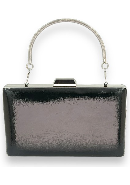 Siyah Renk Kırışık Rugan Abiye Çantası Gece Çantası Düğün Nişan Kına Çantası