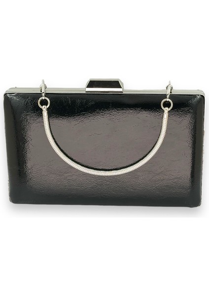 Siyah Renk Kırışık Rugan Abiye Çantası Gece Çantası Düğün Nişan Kına Çantası modelleri