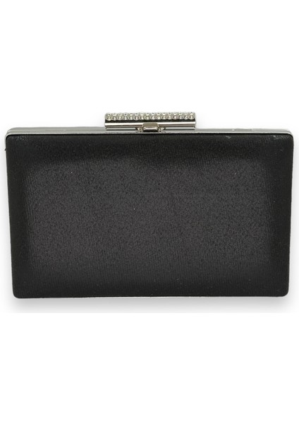 Siyah Renk Ithal Sıvama Saten Parlak Kumaş Abiye Çanta Gece Çantası Kına Düğün Nişan