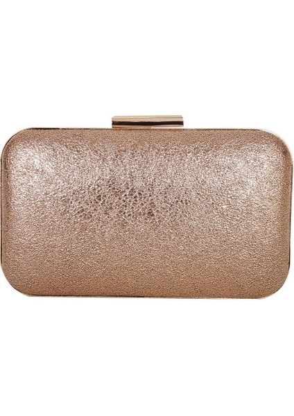 Rose Gold Renk Kristal Desen Abiye Çanta Gece Çantası Düğün Nişan Portföy