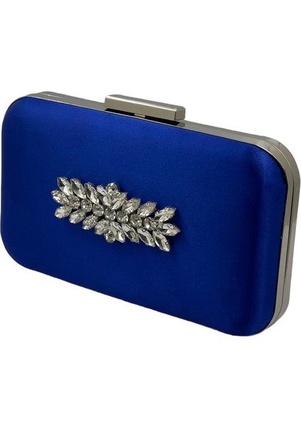 Saks Mavisi Renk Saten Gümüş Kasalı Gümüş Taşlı Abiye Çanta Gece Çantası Düğün Nişan Portföy fiyatları