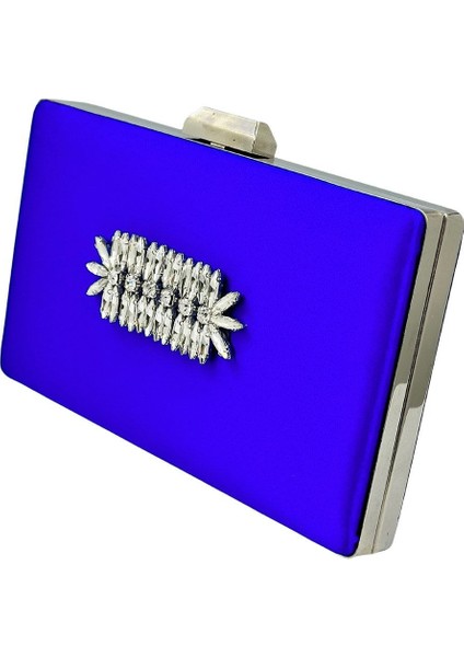 Saks Mavisi Renk Saten Gümüş Kasalı Gümüş Taşlı Abiye Çanta Gece Çantası Düğün Nişan Portföy fiyatları