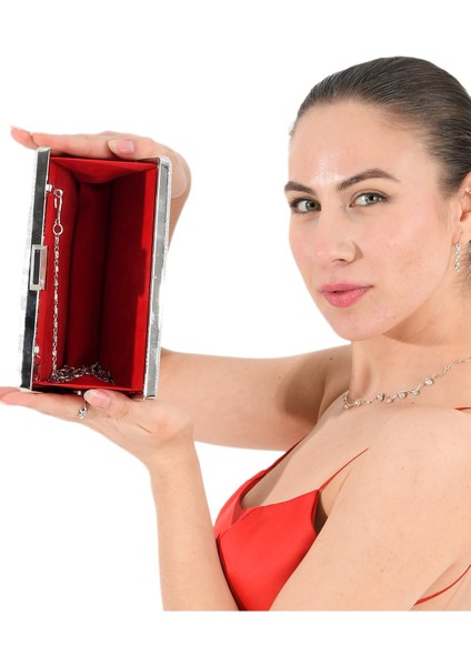 Gümüş Lame Renk Simli Abiye Çanta Gece Çantası Nişan Düğün Çantası fırsatları