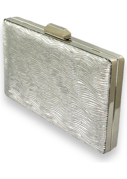 Gümüş Gri Renk Lazer Su Yolu Desenli Abiye Çanta Gece Çantası Düğün Nişan Kına Çantası fiyatları