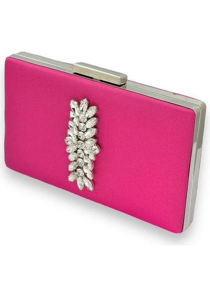 Pembe Renk Çizilmeyen Saten Gümüş Taşlı Abiye Çanta Düğün Nişan Çantası fiyatları