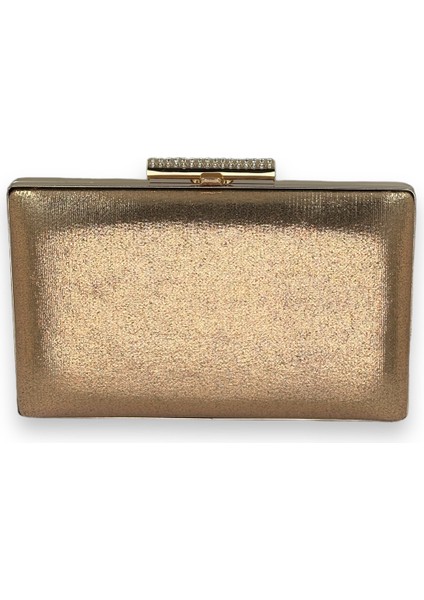 Rose Gold Ithal Sıvama Saten Parlak Kumaş Abiye Çanta Gece Çantası Kına Düğün Nişan