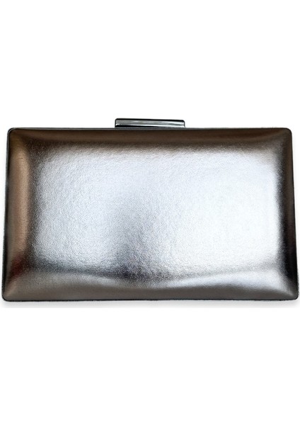 Platin Renk Cilt Deri Mat Deri Abiye Çanta Gece Çantası Nişan Düğün Çantası El Çantası