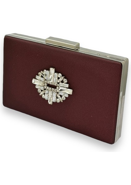 Bordo Renk Çizilmeyen Saten Gümüş Taşlı Abiye Çanta Düğün Nişan Çantası fiyatları