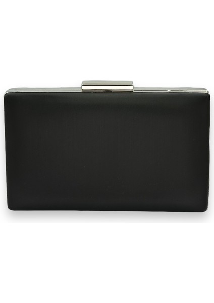 Siyah Renk Çizilmez Saten Abiye Çanta Gece Çantası Nişan Düğün Çantası El Çantası