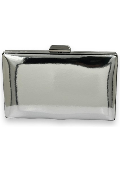 Antrasit Gri Platin Ayna Rugan Abiye Çanta Gece Çantası Kına Düğün Nişan Balo Davet