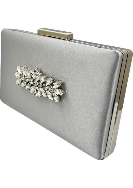 Vizon Renk Saten Gümüş Kasalı Gümüş Taşlı Abiye Çanta Gece Çantası Düğün Nişan Portföy fiyatları