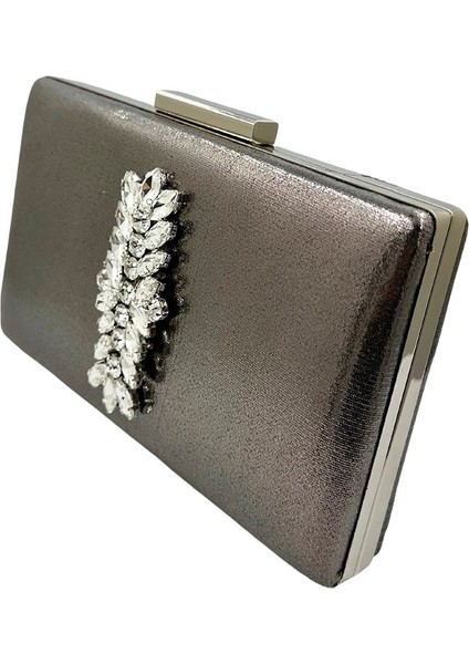 Antrasit Gri Platin Renk Gümüş Kasalı Gümüş Taşlı Abiye Çanta Gece Çantası Düğün Nişan Portföy fiyatları