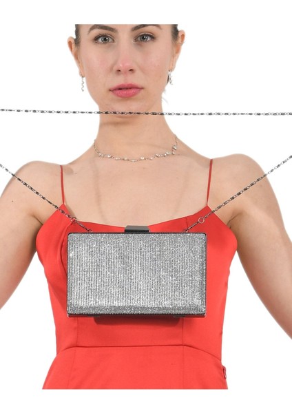 Antrasit Gri Platin Renk Simli Abiye Çanta Gece Çantası Nişan Düğün Çantası fiyatları