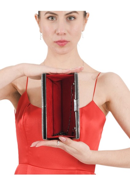 Antrasit Gri Platin Renk Simli Abiye Çanta Gece Çantası Nişan Düğün Çantası fırsatları