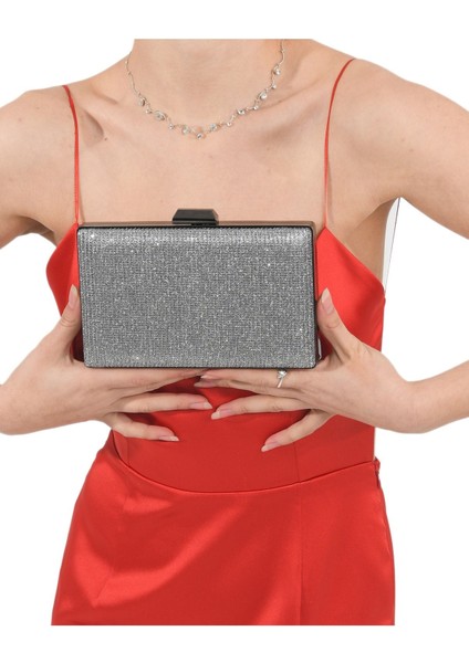 Antrasit Gri Platin Renk Simli Abiye Çanta Gece Çantası Nişan Düğün Çantası indirimleri