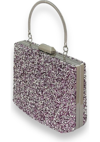 Lila Renk Taşlı Metal Saplı Büyük Boy Abiye Gece Çantası Nişan Düğün Davet Balo fiyatları