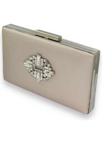 Ten Nude Rengi Çizilmeyen Saten Gümüş Taşlı Abiye Çanta Düğün Nişan Çantası fiyatları