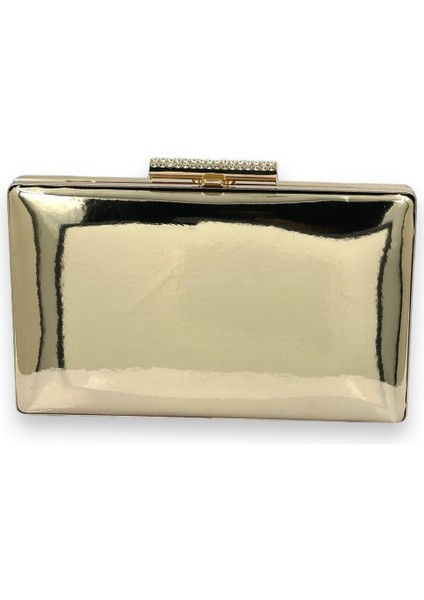 Altın Gold Dore Ayna Rugan Abiye Çanta Gece Çantası Kına Düğün Nişan Balo Davet