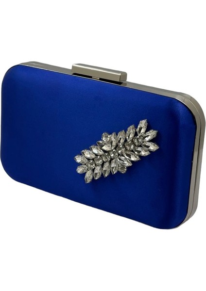 Saks Mavisi Renk Saten Gümüş Kasalı Gümüş Taşlı Abiye Çanta Gece Çantası Düğün Nişan Portföy fiyatları