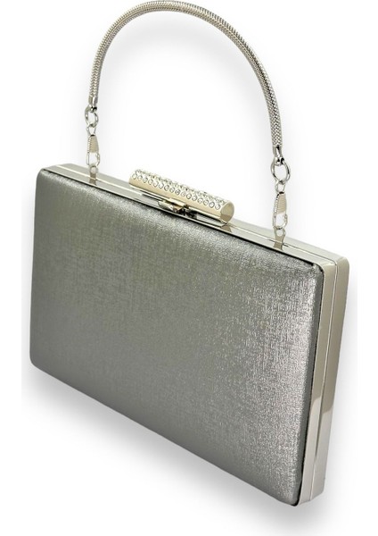 Antrasit Gri Platin Çizilmez Mat Deri Demir Saplı Metal Kasalı Abiye Çanta Nişan Düğün fiyatları