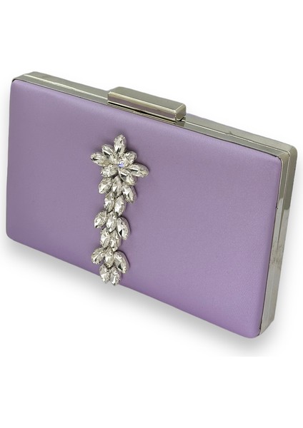 Lila Renk Çizilmeyen Saten Gümüş Taşlı Abiye Çanta Düğün Nişan Çantası fiyatları