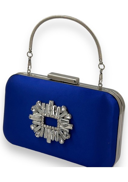 Saks Renk Saten Gümüş Kasalı Gümüş Taşlı Kulplu Saplı Abiye Gece Çantası Düğün Portföy fiyatları