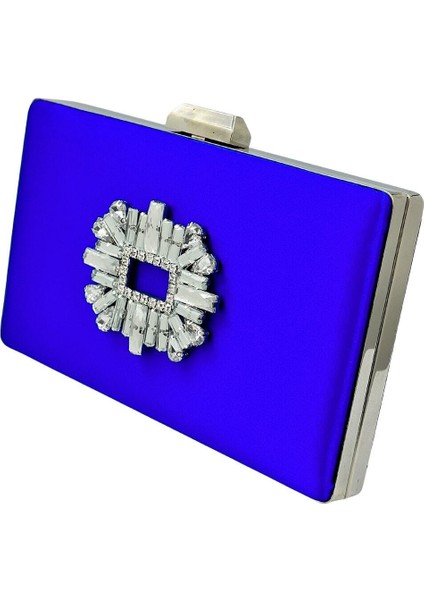 Saks Mavisi Renk Saten Gümüş Kasalı Gümüş Taşlı Abiye Çanta Gece Çantası Düğün Nişan Portföy fiyatları