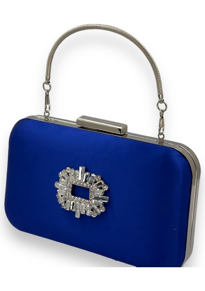 Saks Renk Saten Gümüş Kasalı Gümüş Taşlı Kulplu Saplı Abiye Gece Çantası Düğün Portföy fiyatları