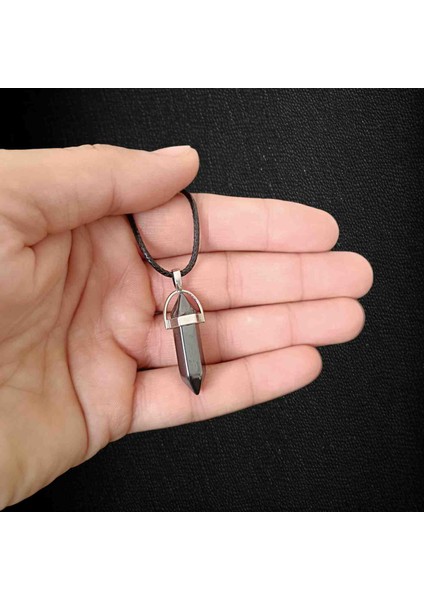 Hematit Doğal Taş Kolye Orijinal Değerli Taş Kolye Çivi Kesim Kolye