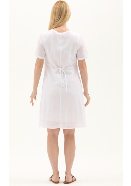 Şile Bezi Beyaz Kısa Kol Nakışlı Kare Yaka Ilkbahar Ve Yaz Elbise indirimleri