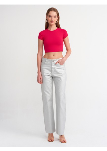 30936 Vücuda Oturan Crop Top-Fuşya