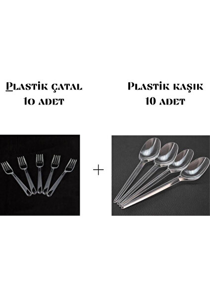 Plastik Kasik 10LU + Plastik Çatal 10LU