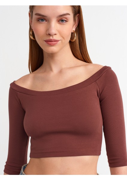 30937 Omuzları Açık Top-Kahve fırsatları