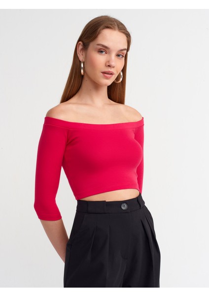 30937 Omuzları Açık Top-Fuşya