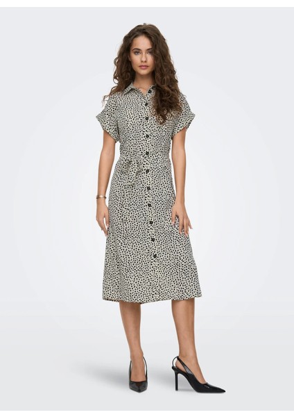 Gömlek Yaka Düz Beyaz Uzun Kadın Elbise Onlhannover S/S Shırt Dress Noos Wv