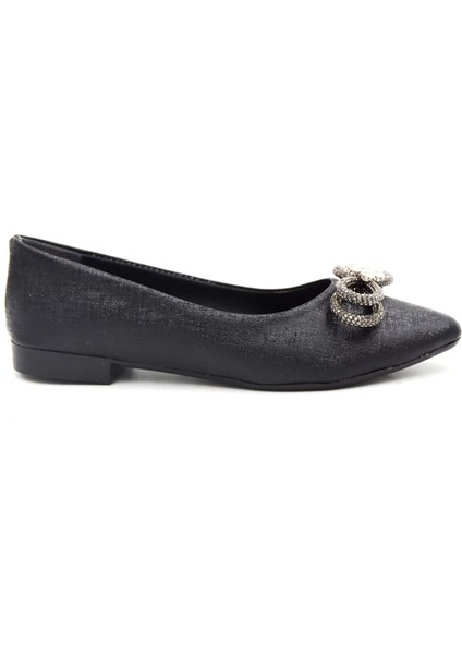 (Shoes) Taş Biye Toka Detaylı Günlük Kadın Babet Siyah fiyatları