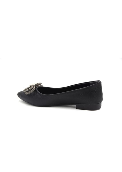(Shoes) Taş Biye Toka Detaylı Günlük Kadın Babet Siyah modelleri