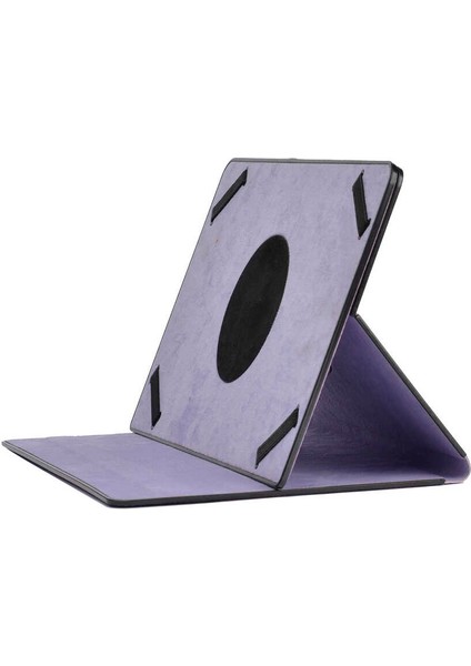 Apple iPad 4 9.7" Inç Uyumlu Tablet Kılıfı Pu Deri 360 Derece Dönebilen Universal Kılıf Case Mor