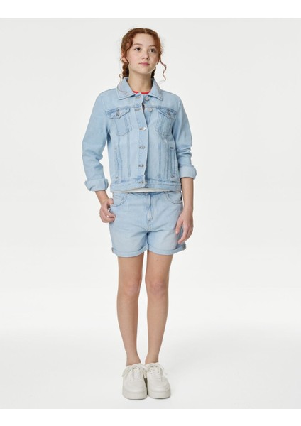 Saf Pamuklu Regular Fit Denim Şort (6-16 Yaş)