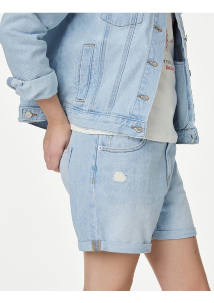 Saf Pamuklu Regular Fit Denim Şort (6-16 Yaş) fiyatları