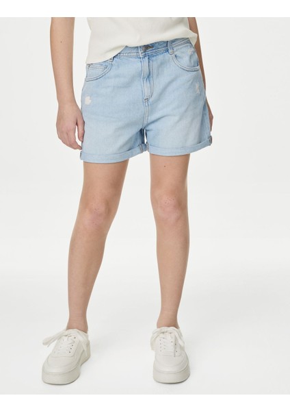 Saf Pamuklu Regular Fit Denim Şort (6-16 Yaş) modelleri