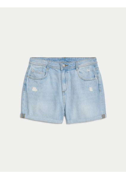 Saf Pamuklu Regular Fit Denim Şort (6-16 Yaş) indirimleri