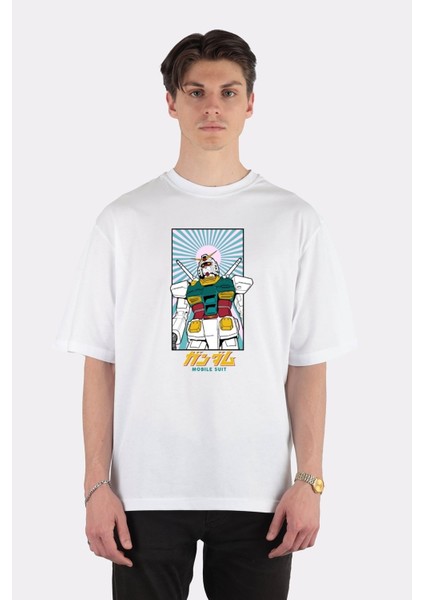 Beyaz Oversize T-Shirt Mobile Suit Gundam