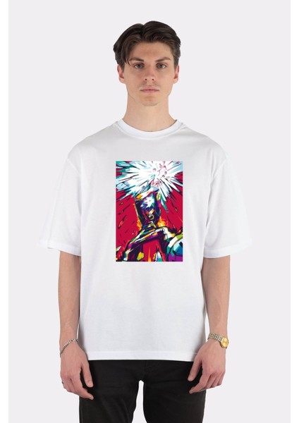 Beyaz Oversize T-Shirt Katsuki Bakugou