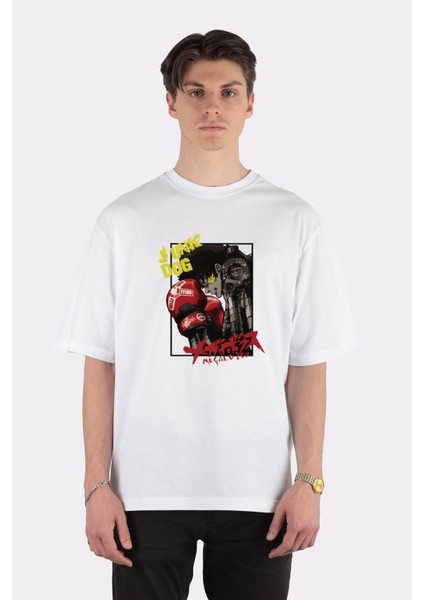 Beyaz Oversize T-Shirt Megalo Box