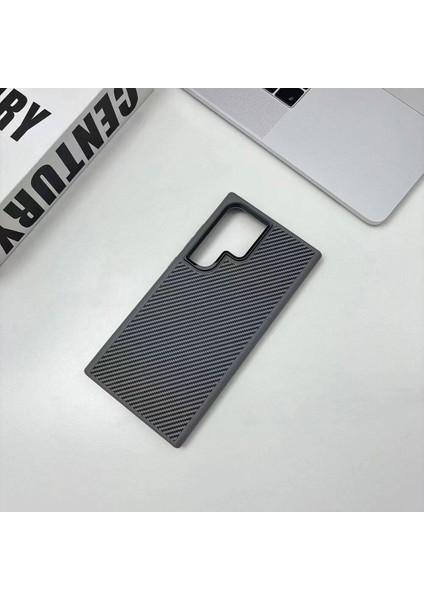 Galaxy S24 Ultra Kılıf Magsafe Şarj Özellikli Karbon Fiber Görünümlü Troy Kapak Gümüş fırsatları