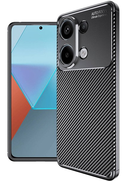 Xiaomi Redmi Note 13 4g Kılıf Rugged Armor Karbon Desenli Lüx Negro Silikon Arka Kapak Siyah