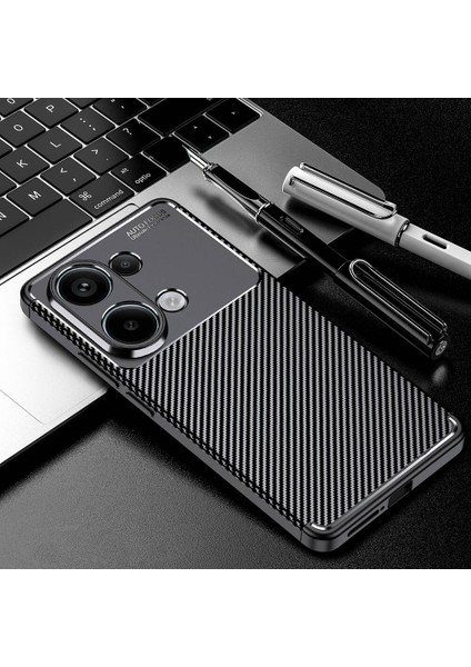 Xiaomi Redmi Note 13 4g Kılıf Rugged Armor Karbon Desenli Lüx Negro Silikon Arka Kapak Siyah